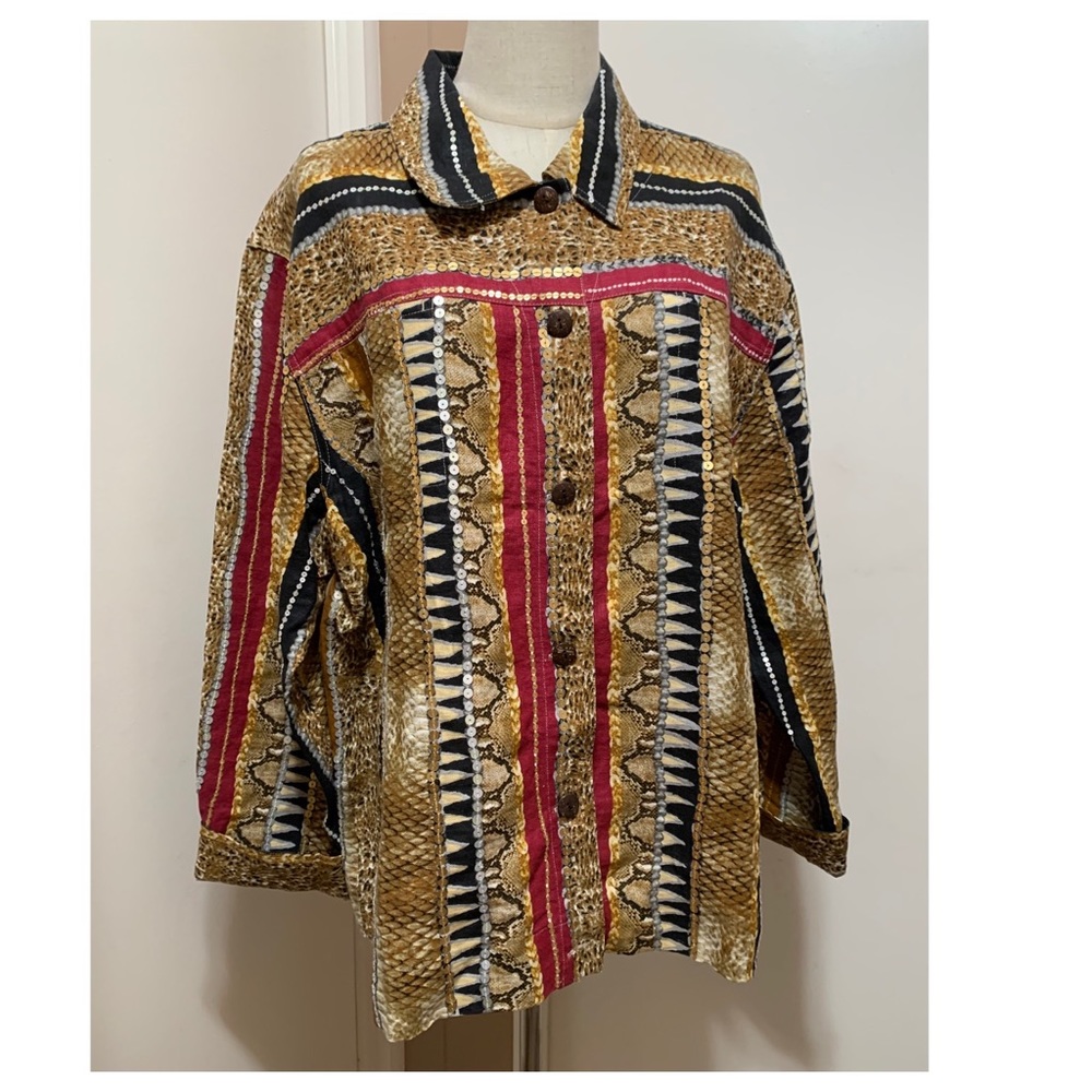 Ios Colorful Jungle Light Jacket Button Chic Top … - image 1